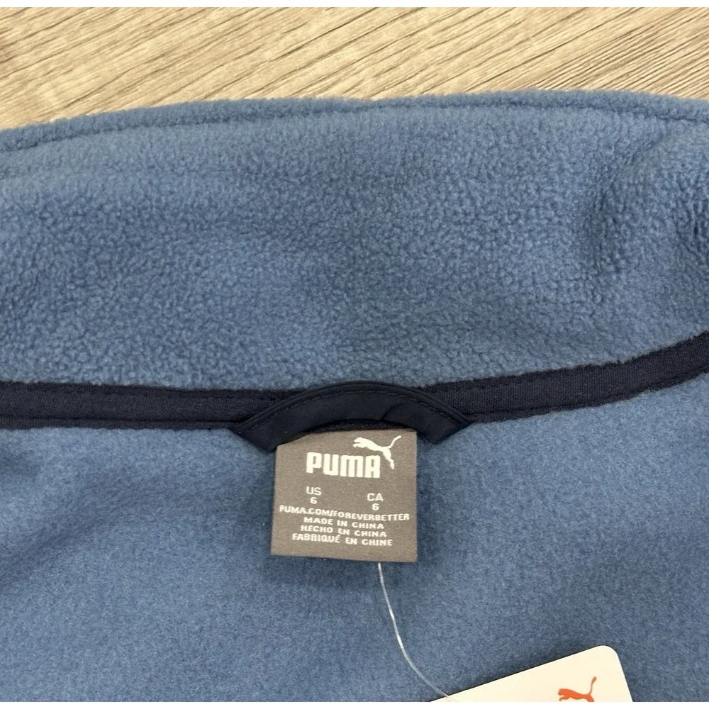 Boys Puma Contrast Fleece Full Zip‎ Track Jacket Blue Size 6 New